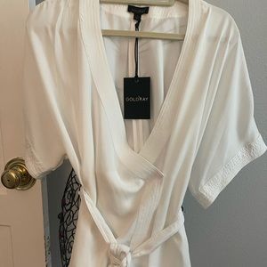 Goldray white shirt sleeve wrap top